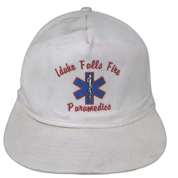 Pro Hat Other - Pro Hat 5 Panel White Red Idaho Falls Fire Paramedics Rope Cap Made in USA OS